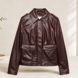 Faux Leather Harrington Jacket